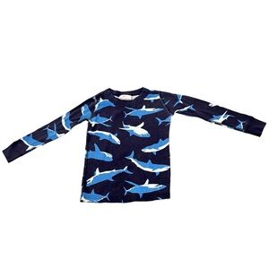 Hanna Andersson Sharks Navy Blue Pajama Top Boy's Size 3 Preowned